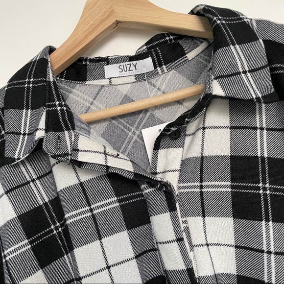 ๐๐NWT Suzy Shier tunic style plaid shirt - Picture 3 of 6
